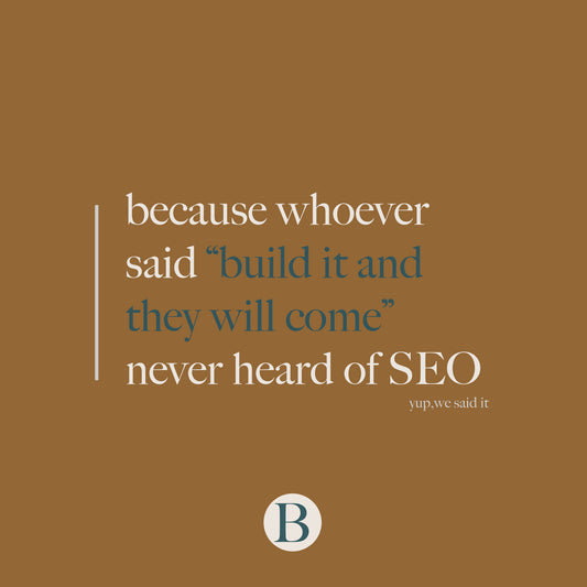 graphic stating because whoever said build it and they will come never heard of SEO - SEO 101